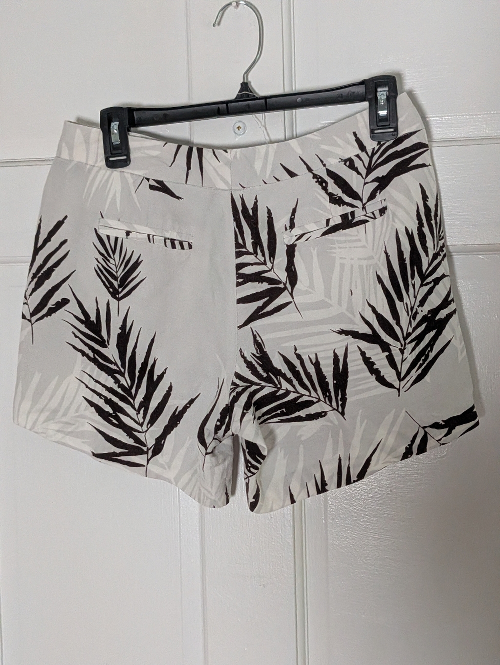 Sandro Palm Print Linen Blend Shorts Neutral Tropical High Rise Size 4 - Picture 5 of 5